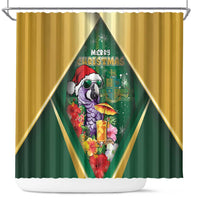 Dominica Christmas Shower Curtain Funny Santa Sisserou Parrot - Wonder Print Shop