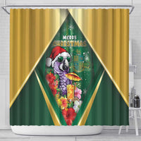 Dominica Christmas Shower Curtain Funny Santa Sisserou Parrot - Wonder Print Shop