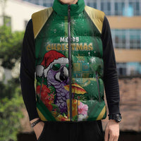 Dominica Christmas Sleeveless Puffer Jacket Funny Santa Sisserou Parrot - Wonder Print Shop