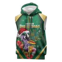 Dominica Christmas Sleeveless Zip Hoodie Funny Santa Sisserou Parrot - Wonder Print Shop
