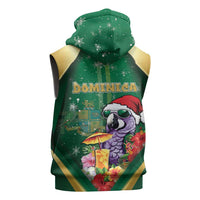 Dominica Christmas Sleeveless Zip Hoodie Funny Santa Sisserou Parrot - Wonder Print Shop