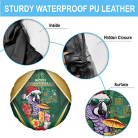 Dominica Christmas Spare Tire Cover Funny Santa Sisserou Parrot - Wonder Print Shop