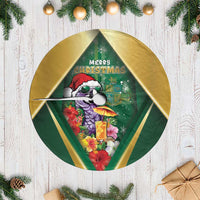 Dominica Christmas Tree Skirt Funny Santa Sisserou Parrot - Wonder Print Shop