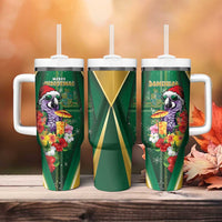 Dominica Christmas Tumbler With Handle Funny Santa Sisserou Parrot - Wonder Print Shop