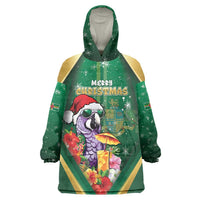 Dominica Christmas Wearable Blanket Hoodie Funny Santa Sisserou Parrot - Wonder Print Shop