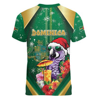 Dominica Christmas Women V-Neck T-Shirt Funny Santa Sisserou Parrot - Wonder Print Shop