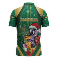 Dominica Christmas Zipper Polo Shirt Funny Santa Sisserou Parrot - Wonder Print Shop