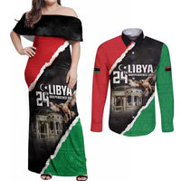 Happy Libya Independence Day Couples Matching Off Shoulder Maxi Dress and Long Sleeve Button Shirt Libya In My Heart LT05 - Wonder Print Shop