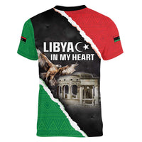 Happy Libya Independence Day Women V-Neck T-Shirt Libya In My Heart LT05 - Wonder Print Shop