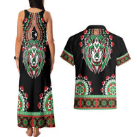 Libya Barbary Lion Couples Matching Tank Maxi Dress and Hawaiian Shirt Dashiki Simple Style LT05 - Wonder Print Shop