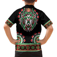 Libya Barbary Lion Family Matching Off The Shoulder Long Sleeve Dress and Hawaiian Shirt Dashiki Simple Style LT05 - Wonder Print Shop