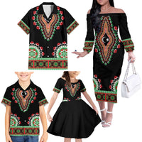 Libya Barbary Lion Family Matching Off The Shoulder Long Sleeve Dress and Hawaiian Shirt Dashiki Simple Style LT05 - Wonder Print Shop