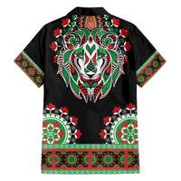 Libya Barbary Lion Family Matching Off The Shoulder Long Sleeve Dress and Hawaiian Shirt Dashiki Simple Style LT05 - Wonder Print Shop