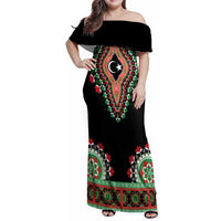 Libya Barbary Lion Family Matching Off Shoulder Maxi Dress and Hawaiian Shirt Dashiki Simple Style LT05 - Wonder Print Shop