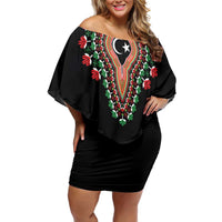 Libya Barbary Lion Family Matching Off Shoulder Short Dress and Hawaiian Shirt Dashiki Simple Style LT05 - Wonder Print Shop