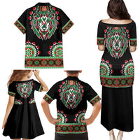 Libya Barbary Lion Family Matching Puletasi and Hawaiian Shirt Dashiki Simple Style LT05 - Wonder Print Shop
