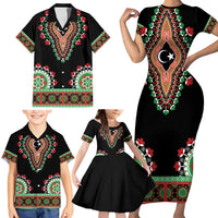 Libya Barbary Lion Family Matching Short Sleeve Bodycon Dress and Hawaiian Shirt Dashiki Simple Style LT05 - Wonder Print Shop