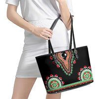 Libya Barbary Lion Leather Tote Bag Dashiki Simple Style LT05 - Wonder Print Shop