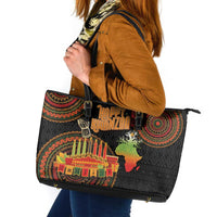 Kwanzaa Kinara Candles Leather Tote Bag African Tribal Pattern LT05 - Wonder Print Shop
