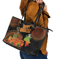 Kwanzaa Kinara Candles Leather Tote Bag African Tribal Pattern LT05 - Wonder Print Shop