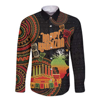 Kwanzaa Kinara Candles Long Sleeve Button Shirt African Tribal Pattern LT05 - Wonder Print Shop