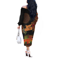 Kwanzaa Kinara Candles Off The Shoulder Long Sleeve Dress African Tribal Pattern LT05 - Wonder Print Shop