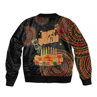 Kwanzaa Kinara Candles Sleeve Zip Bomber Jacket African Tribal Pattern LT05 - Wonder Print Shop