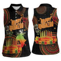 Kwanzaa Kinara Candles Women Sleeveless Polo Shirt African Tribal Pattern LT05 - Wonder Print Shop