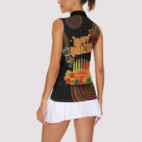 Kwanzaa Kinara Candles Women Sleeveless Polo Shirt African Tribal Pattern LT05 - Wonder Print Shop