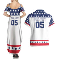 Custom United States Hockey Couples Matching Summer Maxi Dress and Hawaiian Shirt Go Champions USA
