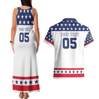 Custom United States Hockey Couples Matching Tank Maxi Dress and Hawaiian Shirt Go Champions USA