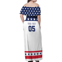 Custom United States Hockey Family Matching Off Shoulder Maxi Dress and Hawaiian Shirt Go Champions USA