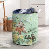 Kentucky Horse Racing Laundry Basket Rose Diamond Pattern Mint
