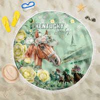 Kentucky Horse Racing Beach Blanket Rose Diamond Pattern Mint