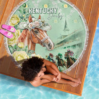 Kentucky Horse Racing Beach Blanket Rose Diamond Pattern Mint