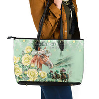 Kentucky Horse Racing Leather Tote Bag Rose Diamond Pattern Mint