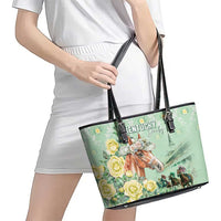 Kentucky Horse Racing Leather Tote Bag Rose Diamond Pattern Mint