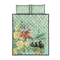 Kentucky Horse Racing Quilt Bed Set Rose Diamond Pattern Mint