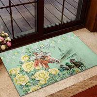 Kentucky Horse Racing Rubber Doormat Rose Diamond Pattern Mint