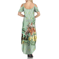 Personalized Kentucky Horse Racing Summer Maxi Dress Rose Diamond Pattern Mint