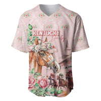 Personalized Kentucky Horse Racing Baseball Jersey Rose Diamond Pattern Pink