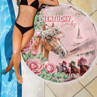 Kentucky Horse Racing Beach Blanket Rose Diamond Pattern Pink