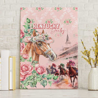 Kentucky Horse Racing Canvas Wall Art Rose Diamond Pattern Pink