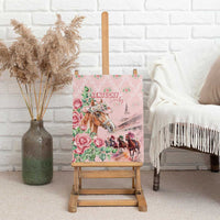 Kentucky Horse Racing Canvas Wall Art Rose Diamond Pattern Pink