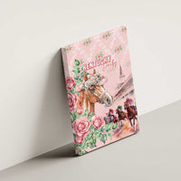 Kentucky Horse Racing Canvas Wall Art Rose Diamond Pattern Pink