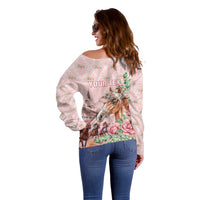 Personalized Kentucky Horse Racing Off Shoulder Sweater Rose Diamond Pattern Pink