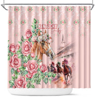 Kentucky Horse Racing Shower Curtain Rose Diamond Pattern Pink