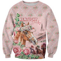 Personalized Kentucky Horse Racing Sweatshirt Rose Diamond Pattern Pink