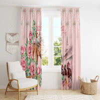 Kentucky Horse Racing Window Curtain Rose Diamond Pattern Pink