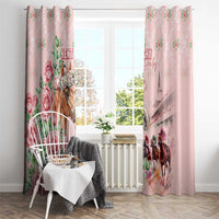 Kentucky Horse Racing Window Curtain Rose Diamond Pattern Pink